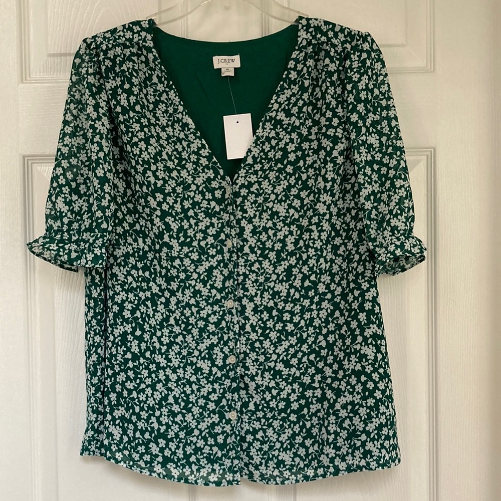 ThredUP: J. Crew V-Neck Puff Sleeve Button Down Blouse